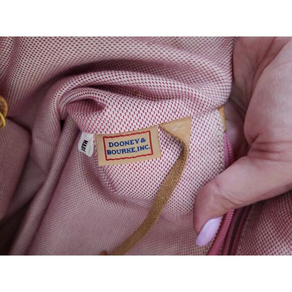 Dooney and Bourke Red Canvas XL Logo Tote Bag Travel Shoulder Leather Straps - Picture 11 of 15